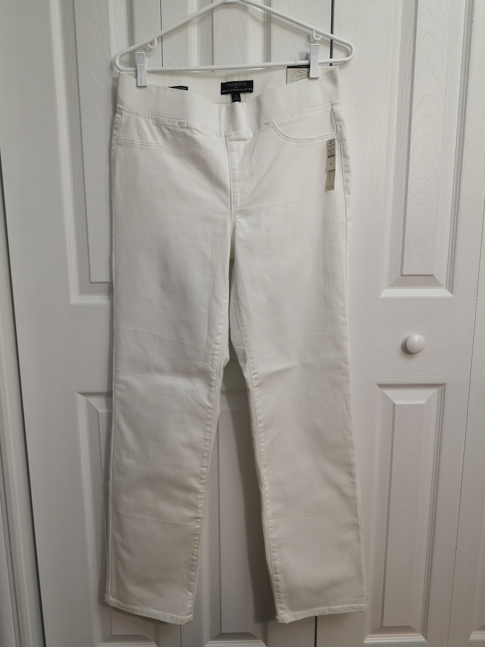 Talbots Size 8 White Pull-On Sculpt Straight-Leg Jeans for Women